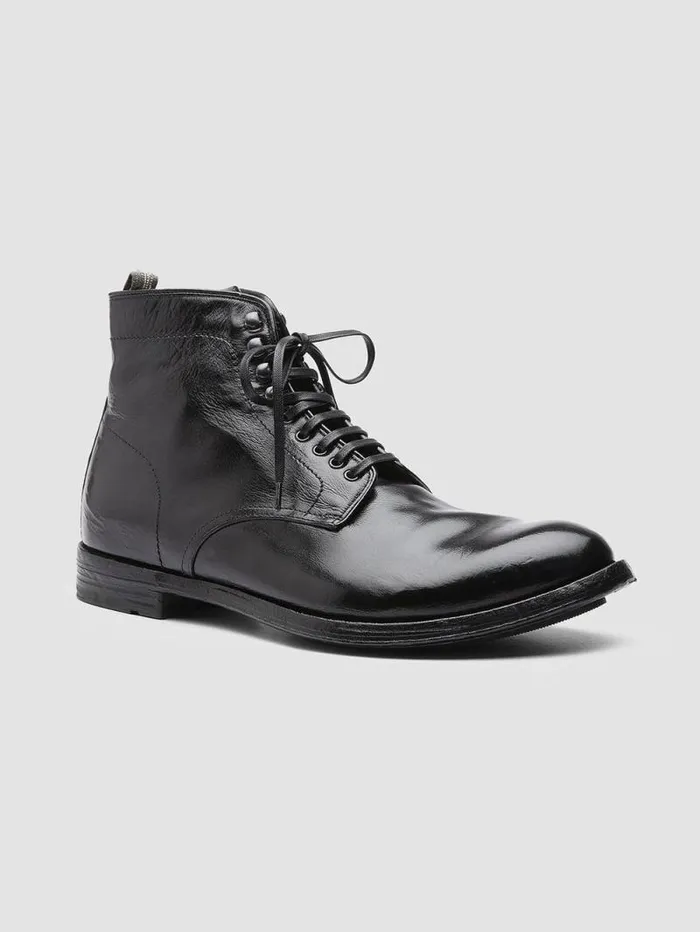 Men Officine Creative Footwear ANATOMIA 013 Black Leather Ankle Boots