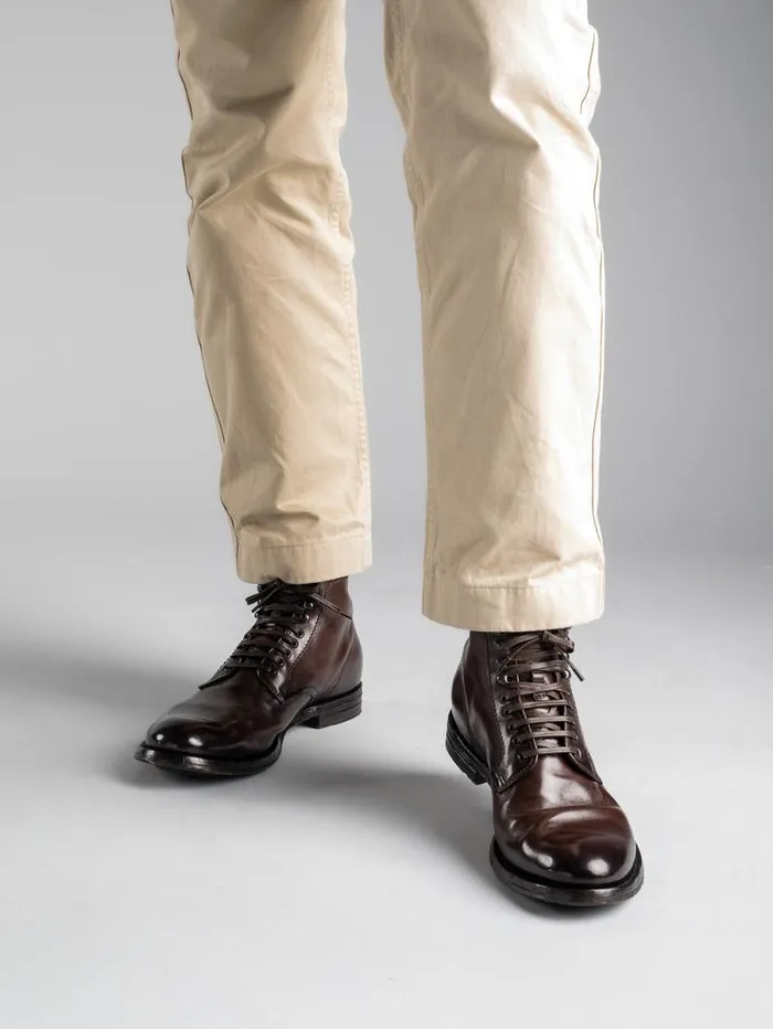 Men Officine Creative Footwear ANATOMIA 013 Brown Leather Ankle Boots