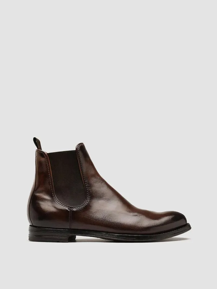 Men Officine Creative Footwear ANATOMIA 083 Brown Leather Chelsea Boots