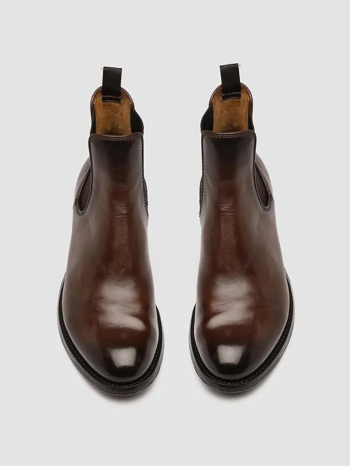 Men Officine Creative Footwear ANATOMIA 083 Brown Leather Chelsea Boots