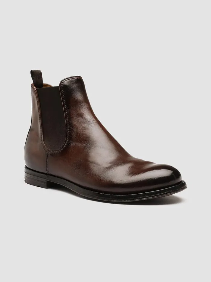 Men Officine Creative Footwear ANATOMIA 083 Brown Leather Chelsea Boots
