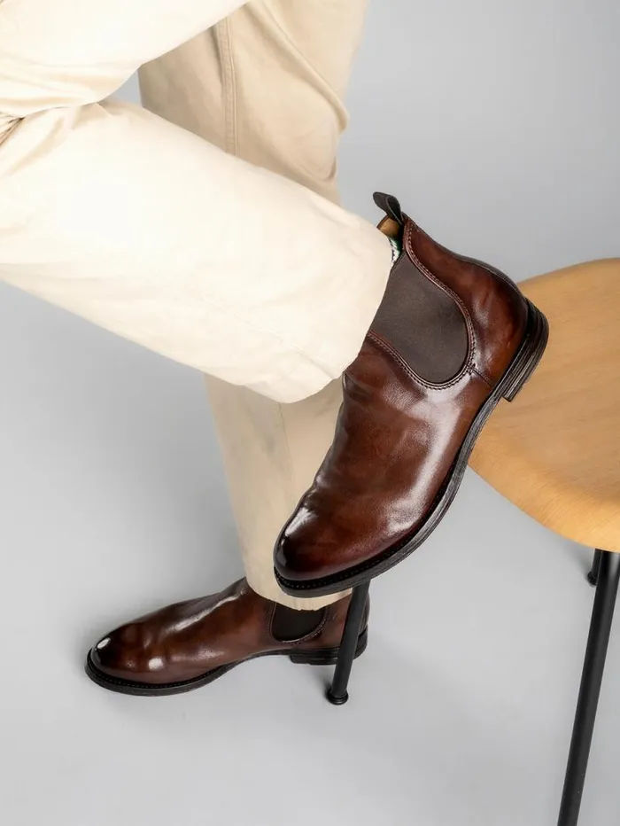 Men Officine Creative Footwear ANATOMIA 083 Brown Leather Chelsea Boots