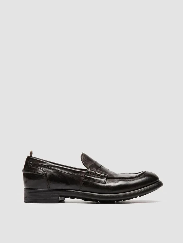 Men Officine Creative Footwear CHRONICLE 056 Ebony Leather Penny Loafers
