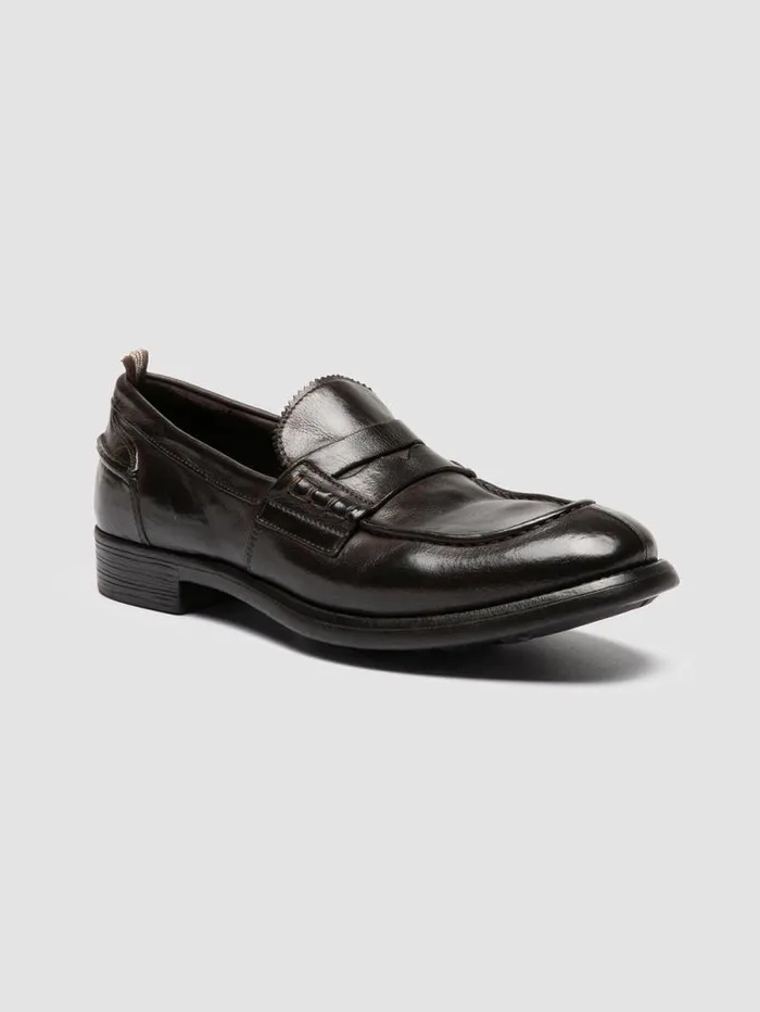 Men Officine Creative Footwear CHRONICLE 056 Ebony Leather Penny Loafers