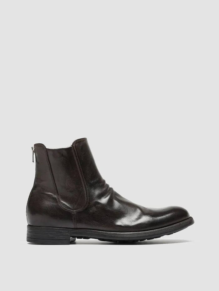 Men Officine Creative Footwear CHRONICLE 059 Brown Leather Zip Boots