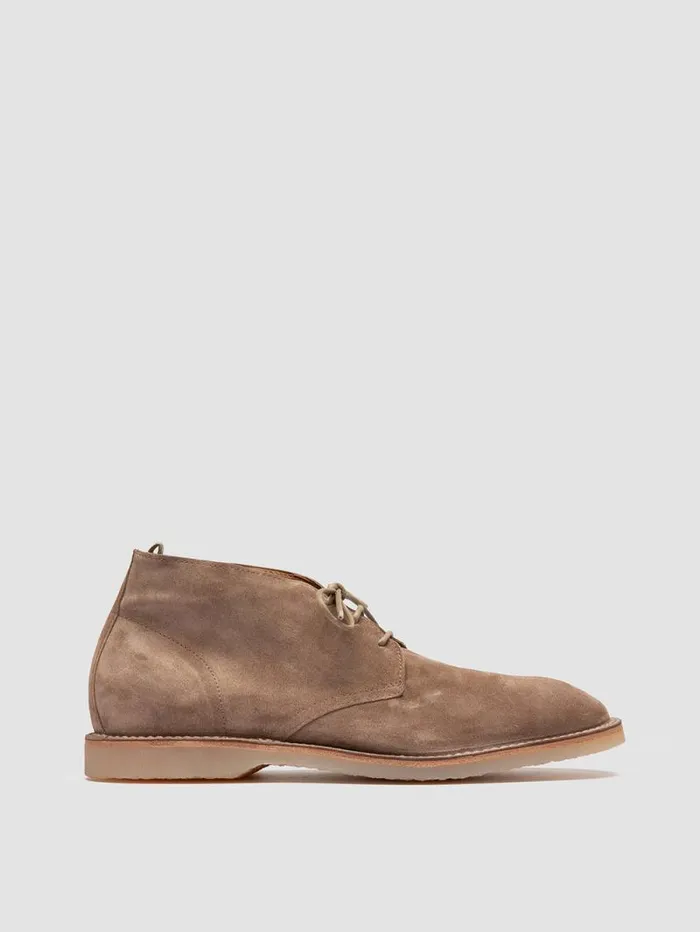 Men Officine Creative Footwear FLEXUS 005 Taupe Suede Chukka Boots