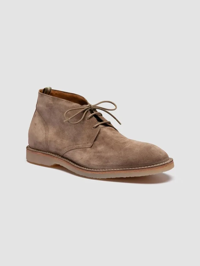 Men Officine Creative Footwear FLEXUS 005 Taupe Suede Chukka Boots