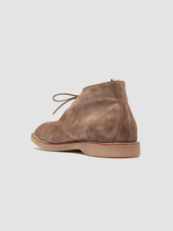 Men Officine Creative Footwear FLEXUS 005 Taupe Suede Chukka Boots