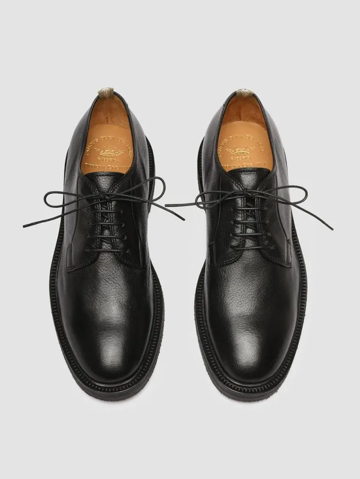 Men Officine Creative Footwear HOPKINS FLEXI 201 Black Leather Derby Shoes