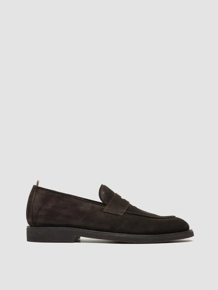 Men Officine Creative Footwear OPERA FLEXI 101 Brown Suede Penny Loafers