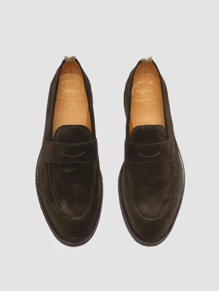 Men Officine Creative Footwear OPERA FLEXI 101 Brown Suede Penny Loafers Men Officine Creative Footwear OPERA FLEXI 101 Brown Suede Penny Loafers