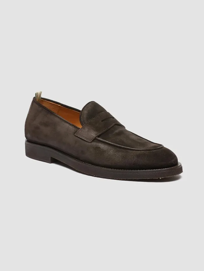 Men Officine Creative Footwear OPERA FLEXI 101 Brown Suede Penny Loafers Men Officine Creative Footwear OPERA FLEXI 101 Brown Suede Penny Loafers