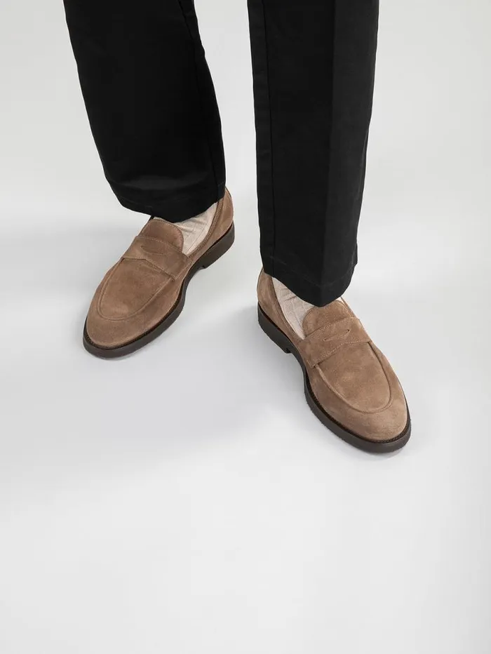 Men Officine Creative Footwear OPERA FLEXI 101 Brown Suede Penny Loafers Men Officine Creative Footwear OPERA FLEXI 101 Brown Suede Penny Loafers