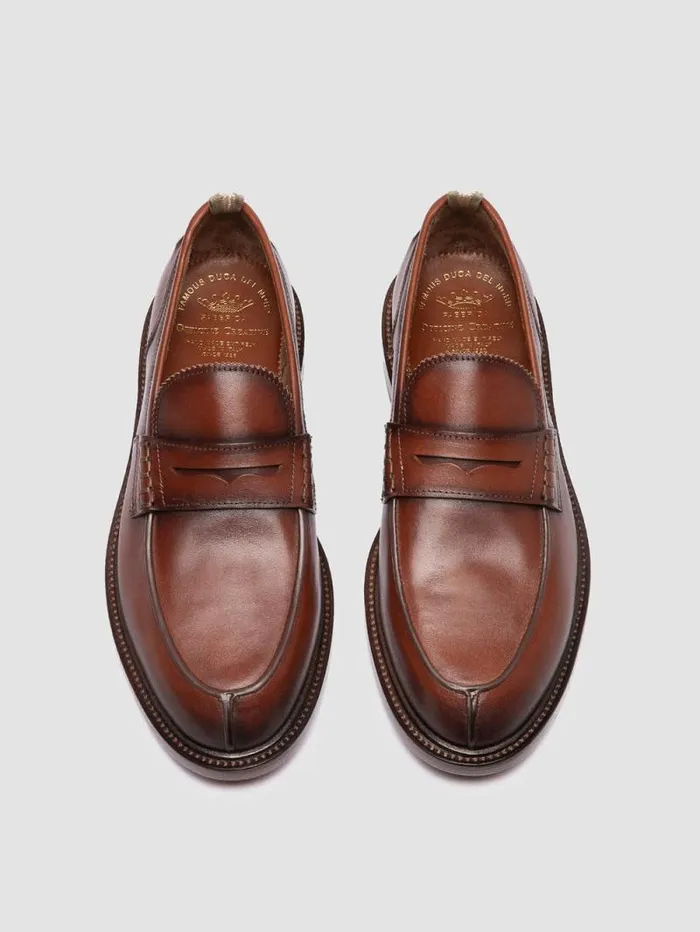 Men Officine Creative Footwear SAX 001 Brown Leather Penny Loafers