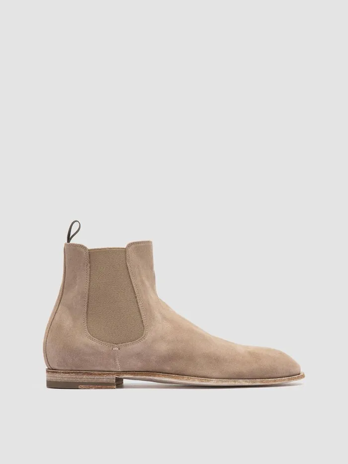 Men Officine Creative Footwear SOLITUDE 004 Taupe Suede Chelsea Boots