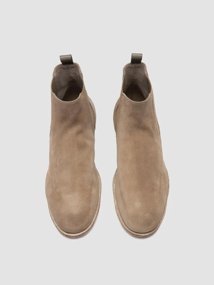 Men Officine Creative Footwear SOLITUDE 004 Taupe Suede Chelsea Boots