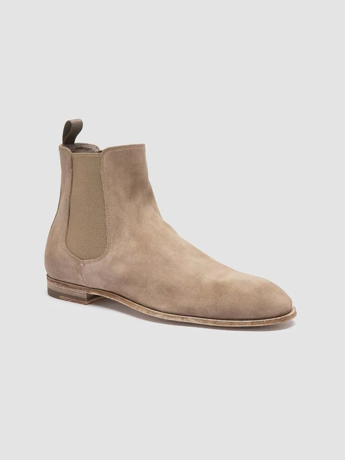 Men Officine Creative Footwear SOLITUDE 004 Taupe Suede Chelsea Boots