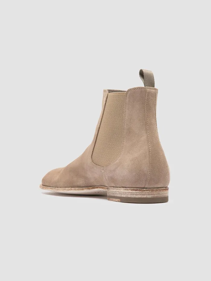 Men Officine Creative Footwear SOLITUDE 004 Taupe Suede Chelsea Boots