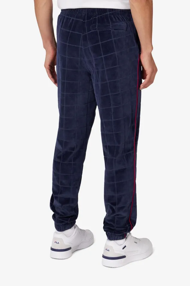 Men Pants and Shorts Fila Ivy League Velour Track Pant 431 Fila Navyfila Red