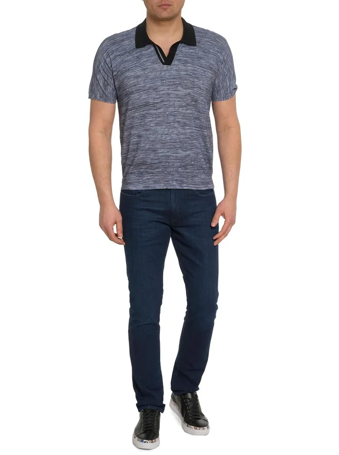 Men Polos and TShirts Robert Graham THE STATIC SWEATER POLO Grey