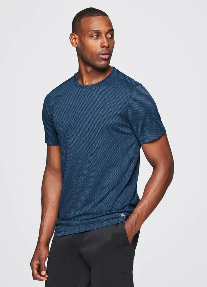 Men Prime Textured Workout Tee Dark Teal RBX Active TShirts
