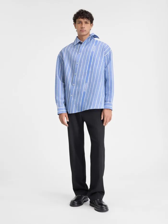 Men Shirts JACQUEMUS The Cuadro Shirt Jacquard Bluewhite