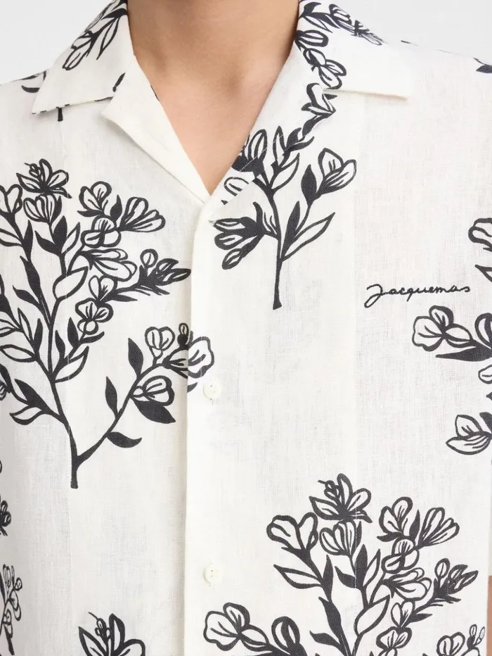 Men Shirts JACQUEMUS The Jean Shirt Print Black Flowers