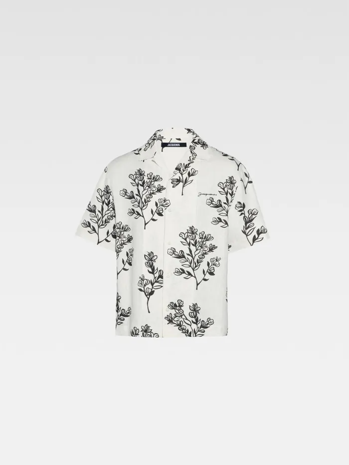 Men Shirts JACQUEMUS The Jean Shirt Print Black Flowers