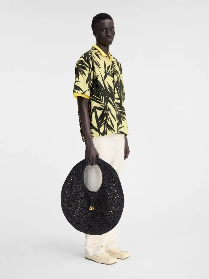 Men Shirts JACQUEMUS The Jean Shirt Print Foliage Black Yellow Men Shirts JACQUEMUS The Jean Shirt Print Foliage Black Yellow