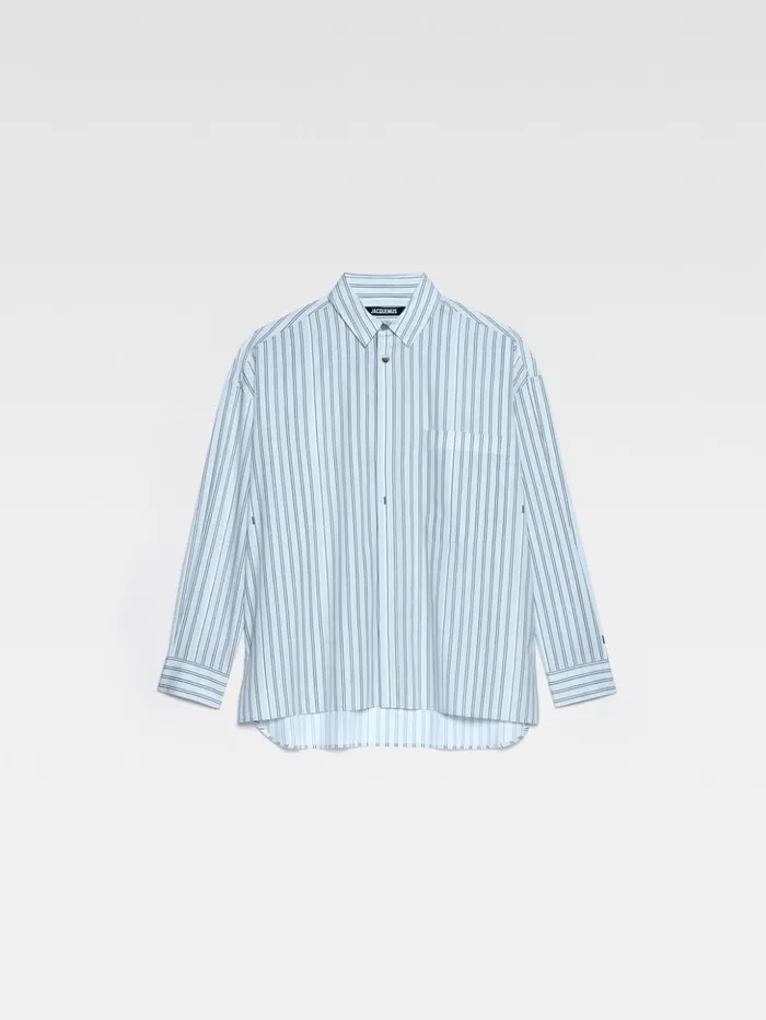 Men Shirts JACQUEMUS The Longsleeve Shirt Print Blue Stripes Men Shirts JACQUEMUS The Longsleeve Shirt Print Blue Stripes
