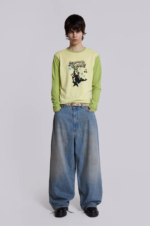 Men Shop Light Wash Slub XL Colossus Jeans Denim Jaded London