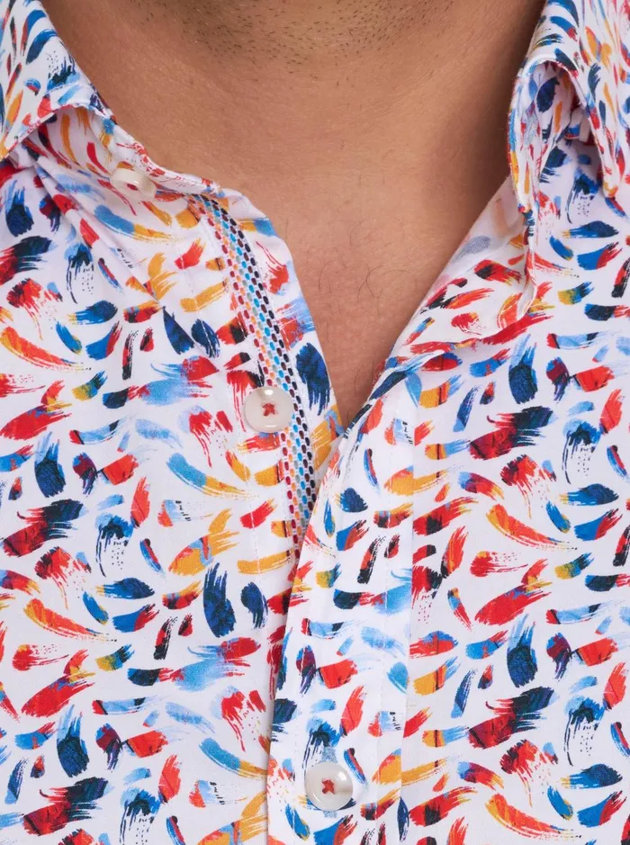 Men Short Sleeve Button Down Shirts Robert Graham LANGSTON SHORT SLEEVE BUTTON DOWN SHIRT Tailored