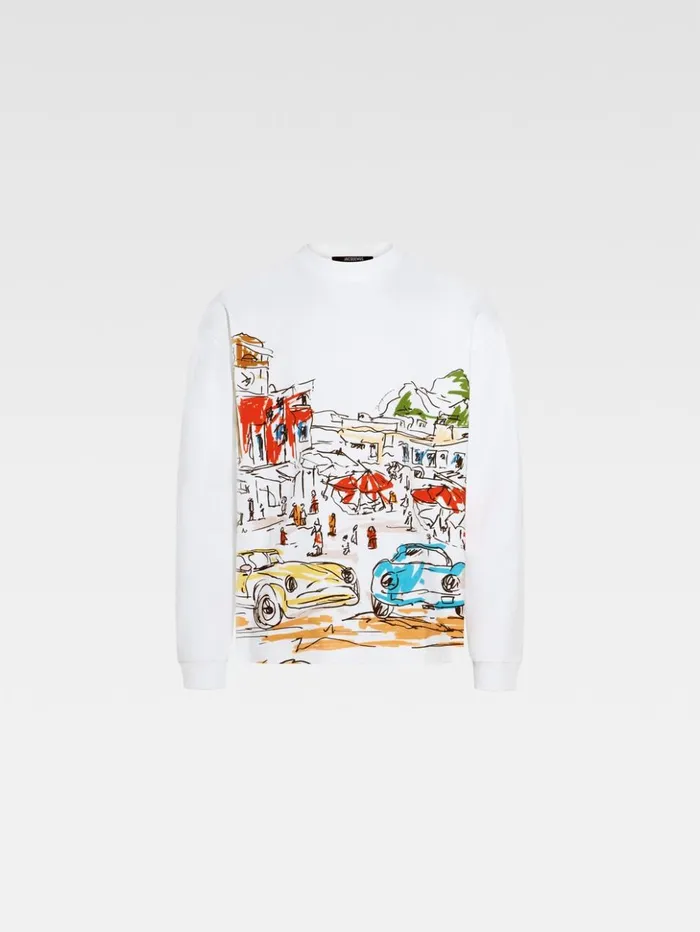 Men Tshirts JACQUEMUS The Largo Longsleeve Tshirt Print Capri Cars White Men Tshirts JACQUEMUS The Largo Longsleeve Tshirt Print Capri Cars White