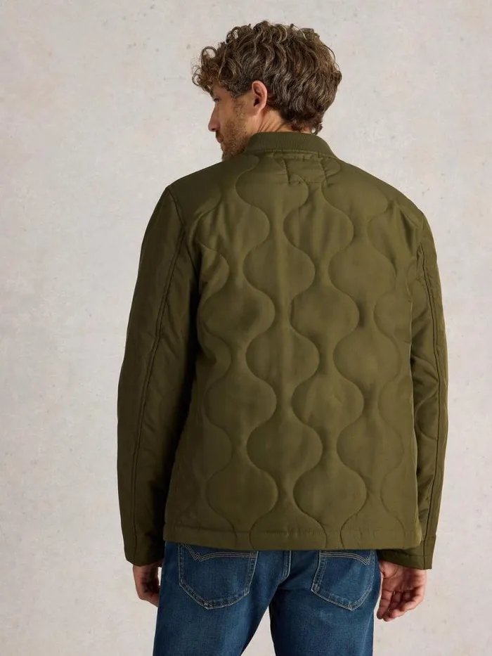Men Tenby Quilted Jacket Khaki Green White Stuff Coats and Jackets