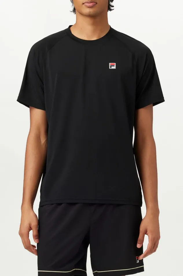 Men Tennis Fila Short Sleeve Crewneck 001 Black Men Tennis Fila Short Sleeve Crewneck 001 Black