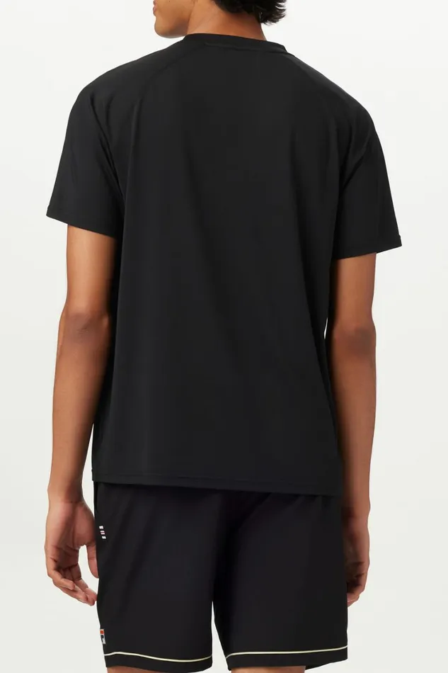 Men Tennis Fila Short Sleeve Crewneck 001 Black Men Tennis Fila Short Sleeve Crewneck 001 Black