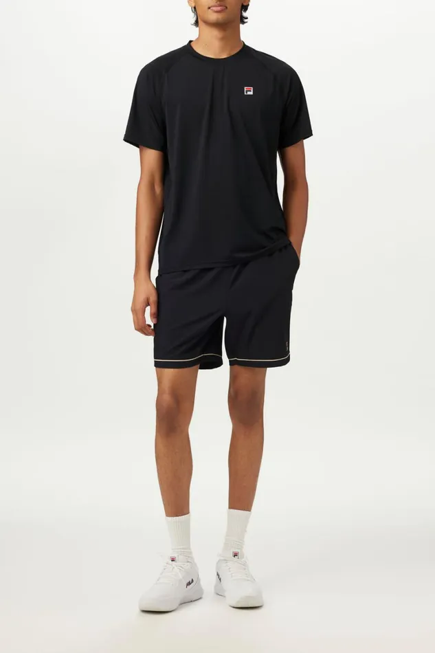 Men Tennis Fila Short Sleeve Crewneck 001 Black Men Tennis Fila Short Sleeve Crewneck 001 Black