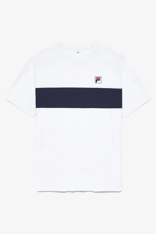 Men Tennis Fila Tennis Essentials Short Sleeve Crew 100 White Fila Navy