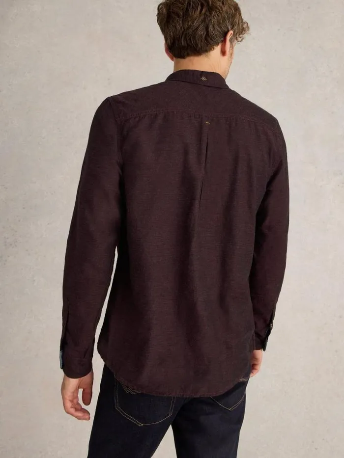 Men Textured Slub LS Shirt Dk Plum White Stuff Shirts Men Textured Slub LS Shirt Dk Plum White Stuff Shirts