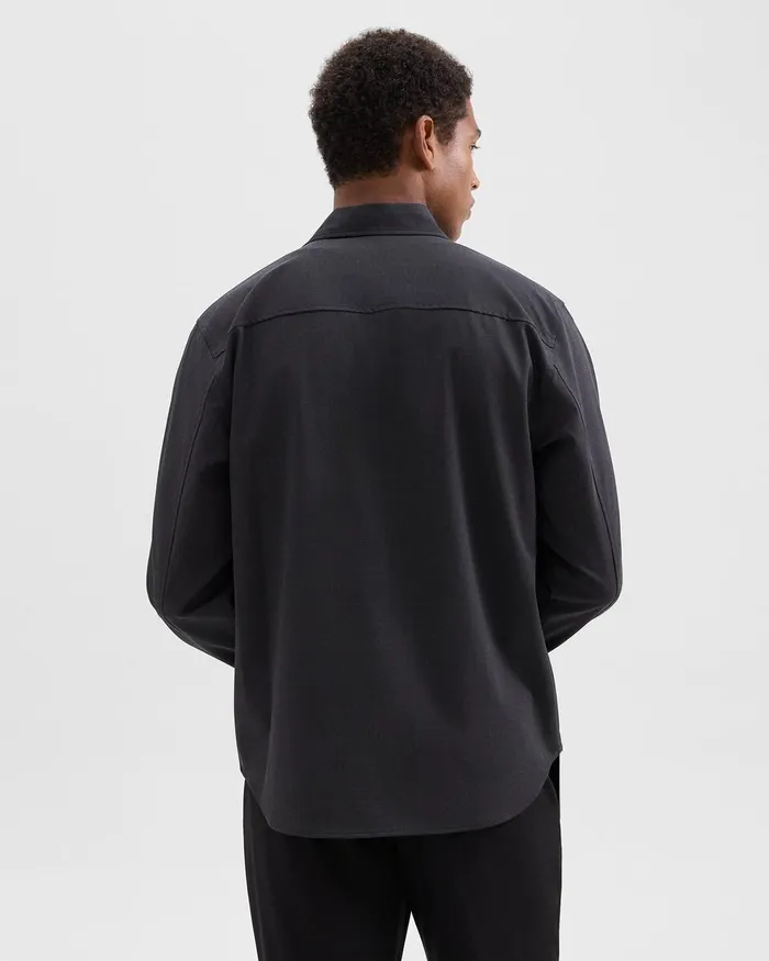 Men Theory Blazers Jackets Garvin Shirt Jacket In Stretch Wool Dark Charcoal
