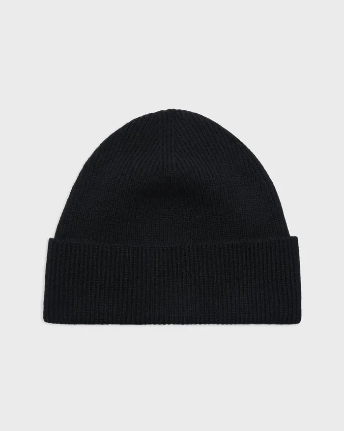 Men Theory Hats Gloves Scarves Camden Beanie In Ribbed Cashmere Black