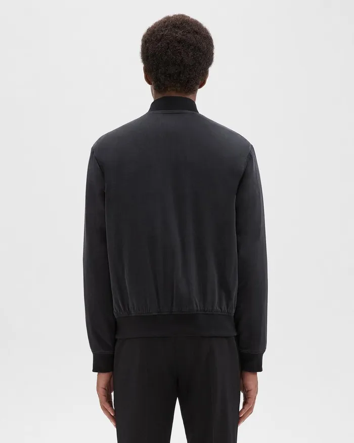 Men Theory Outerwear Bomber Jacket In Fluid Twill Black
