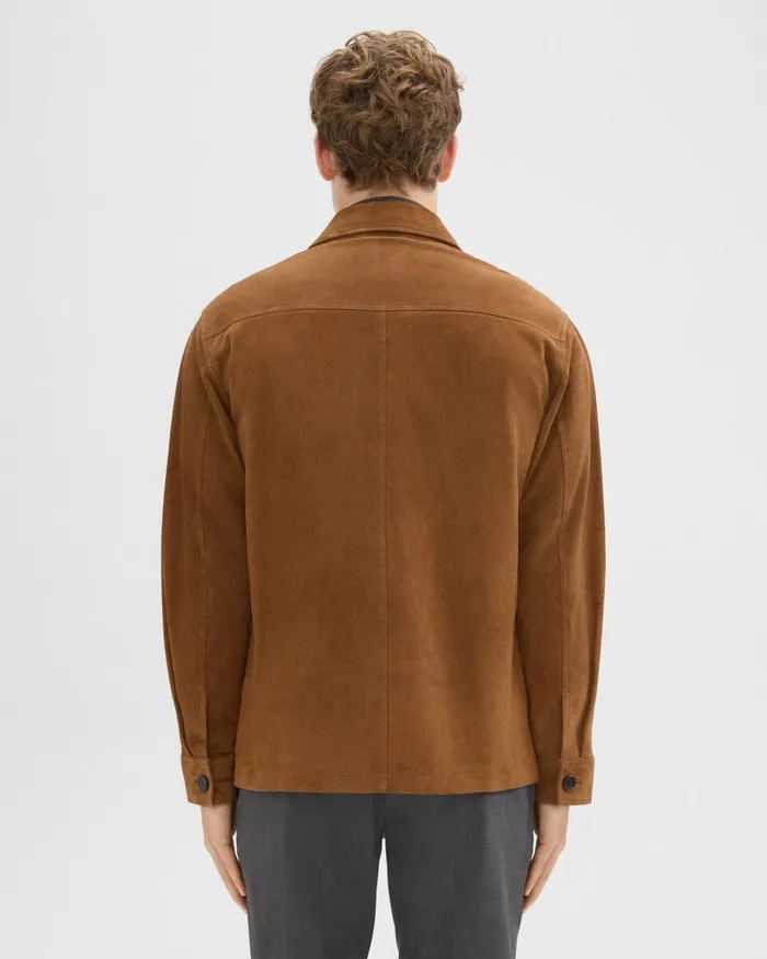 Men Theory Outerwear Closson Military Jacket In Suede Teak