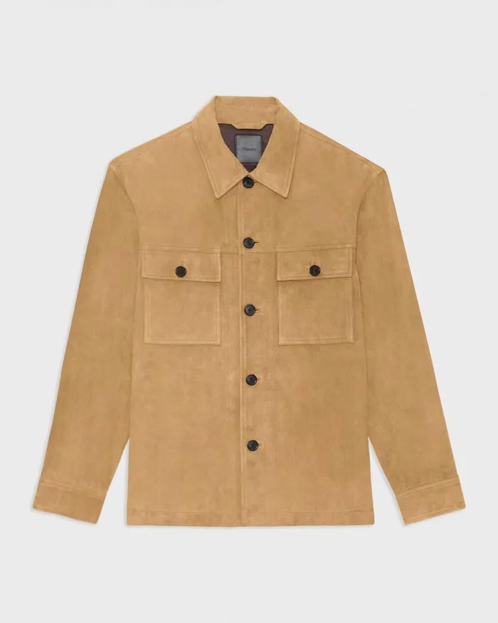 Men Theory Outerwear Closson Military Jacket In Suede Teak