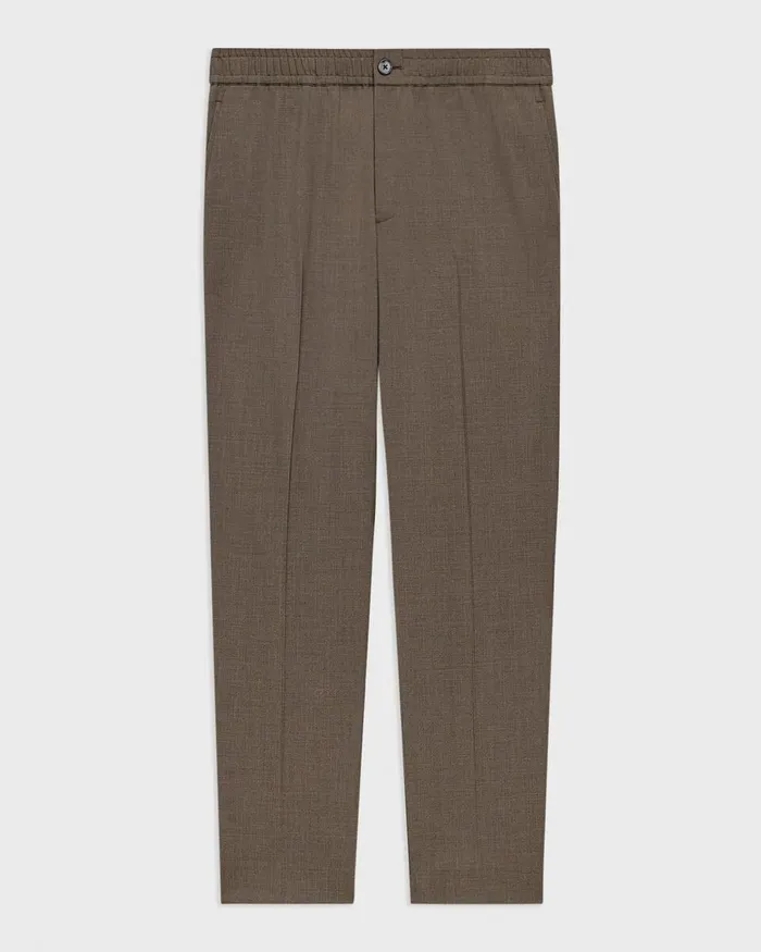Men Theory Pants Larin Drawstring Pant In Stretch Wool Fossil Melange