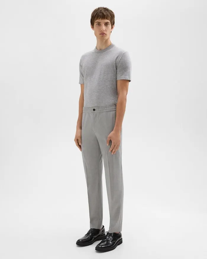 Men Theory Pants Larin Drawstring Pant In Stretch Wool Vapor Melange