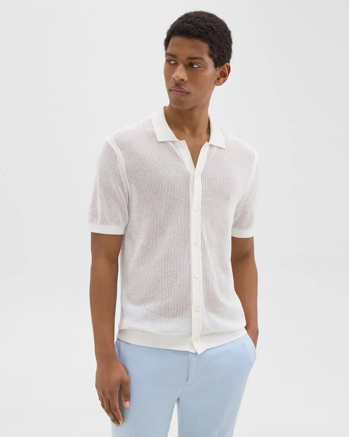 Men Theory Shirts Cairn ShortSleeve Shirt In Cotton Ivory
