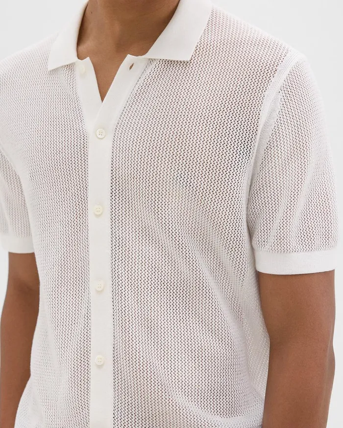 Men Theory Shirts Cairn ShortSleeve Shirt In Cotton Ivory