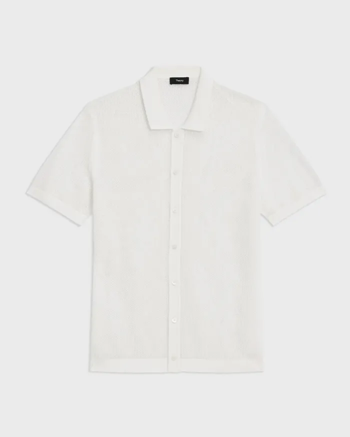 Men Theory Shirts Cairn ShortSleeve Shirt In Cotton Ivory