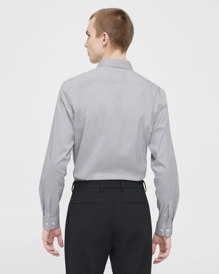 Men Theory Shirts Irving Shirt In Striped Cotton Blend Whitepestle